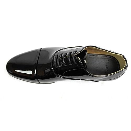 Men's Cap Toe Dress Patent Black Lace up Oxfords Tuxedo Shoes by Azar4