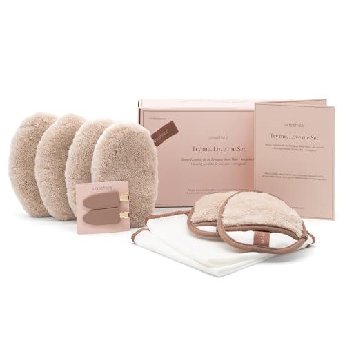 waschies nachhaltiges Kennenlern-, Geschenkset "Try me, Love me" - 10-teiliges Reinigungsset für die tägliche Pflegeroutine, Abschminkpads, Augenpads, feine Gesichtstücher &...