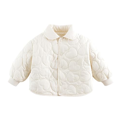 marc & janie Baby Girls Love Quilted Lapel Jacket Warm Polar Fleece Coat Button Outerwear 241018