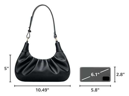 Image of KKXIU Shoulder Bag Crescent Handbag Ruched Purse Underarm Bag Mini Hobo for Women
