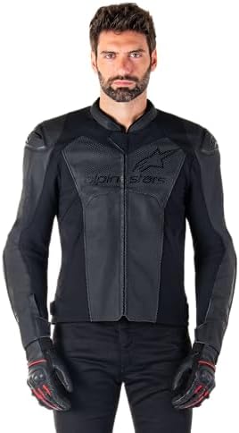 Alpinestars Faster V3 Airflow Leather Motorcycle Jacket, Sport Style, CE Certified, Advanced Ventilation, Durable Design