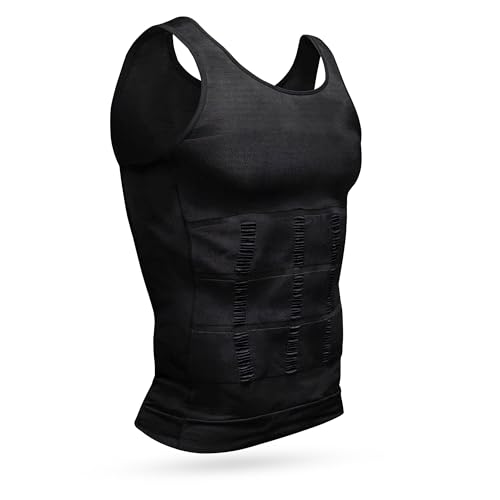 WedDecor Herren Schwarz Kompressionsweste Bauchweg Body Shaper Tank für Brust Shaping Unterhemd für Fettverbrennung XXL Schwarz 1PC WedDecor Herren Schwarz Kompressionsweste Bauchweg Body Shaper Tank für Brust Shaping Unterhemd für Fettverbrennung XXL Schwarz 1PC