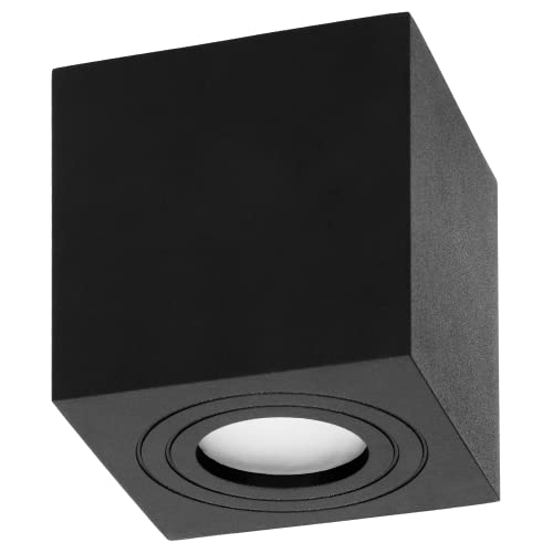 Adviti Megy Deckenleuchte Quadratisch GU10 IP54 Wasserdicht 7 W für LED (Glühbirne Separat Kaufen) (Schwarz)