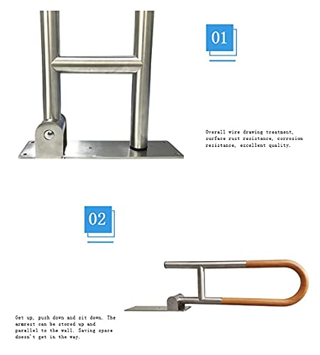 Barre de sécurité en acier inoxydable pour douche et WC ergonomique - 5