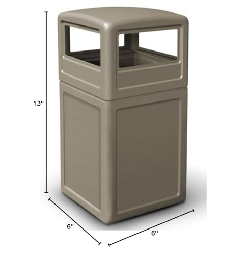 Image of Commercial Zone-73290299PolyTec 42 Gallon Square Waste Container with Dome Lid Color: Beige