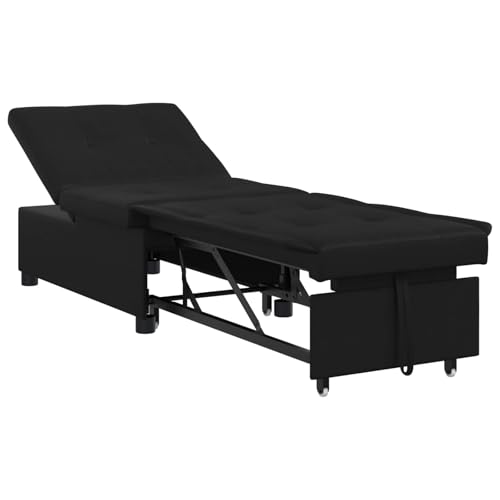 zylophax Sofá cama extensible negro microfibra 194 x 67 x 82 cm sofá moderno para salón, sofá con diseño transformable, sofá cama de 1 plaza, ahorro de espacio