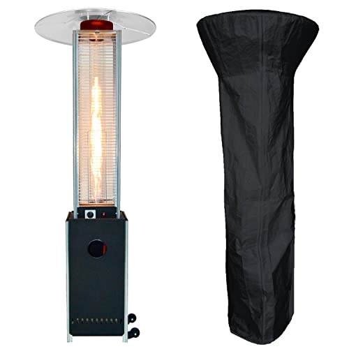 APANA- Gasheizer Bellamente Cristal praktischer Gasheizstrahler für Terrasse Garten und Balkon mit Abdeckhaube Umkippsicherung und Abschaltautomatik in schwarz