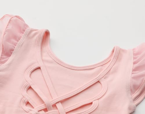 Mdnmd Girls Dance Ballet Leotards Dresses For Toddler Ballerina Outfit Skirt Hollow Knot Back Flutter Sleeve thumb #5