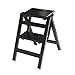 2-Stopniowy Stołek Schodowy Drewniane Krzesło Schodowe, Składany Przenośny Drabinkowy Wysoki Stołek Wielofunkcyjny - Obciążenie 200 Kg (Kolor: Biały) (Czarny Orzech)
