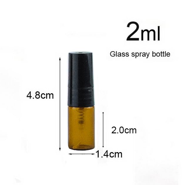 Elfenstall- 30pcs 2ml Brown Amber Fine Mist Mini Atomizer Vial Small Glass bottle Spray Refillable Perfume Empty Sample Bottle Clean Cloth 3ML Pipette Dropper for Travel Party3