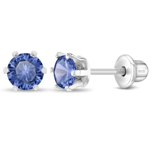 925 Sterling Silver 4mm Round CZ Prong Set Screw Back Earrings for Toddlers & Young Girls - Simple and Lovely Stud Earrings for Little Girls - Affordable yet Quality Earrings Beautiful Birthday Gift