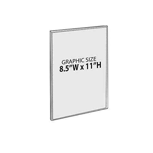 Azar Displays 122021 Self Adhesive Clear Acrylic Wall Sign Holder Frame 8.5" W X 11" H- Portrait/Vertical, 10-Pack #TOP1