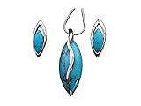  Schmuck Set Ohrschmuck Ohrclips und Kette Halskette Anhänger Edelstein Türkis