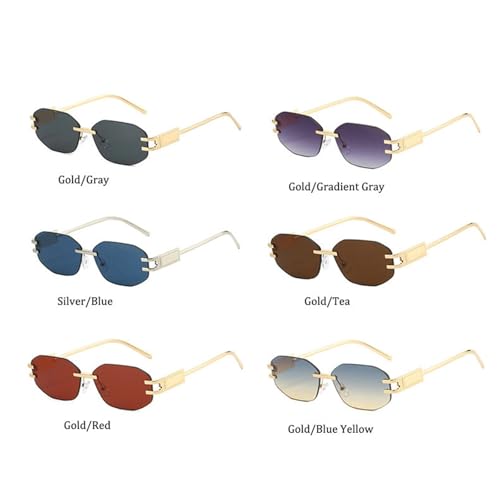 willochra Rimless Metal Round Sunglasses Men Women Retro Polygon Shades Sun Glasses Female Vintage UV400 Eyewear4