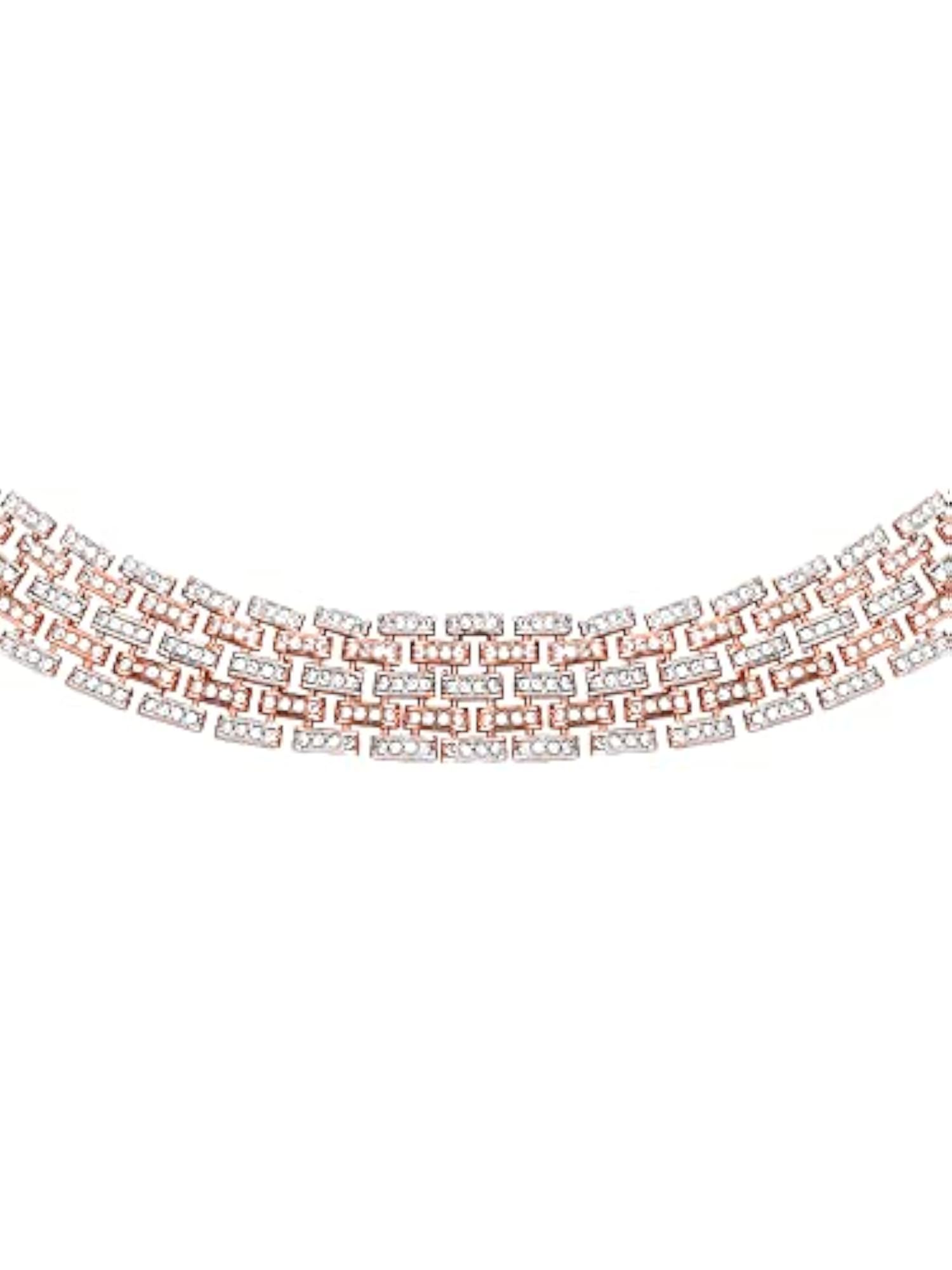 Women's Rose Gold Dazzling Cubic Zirconia Necklace & Earring Set