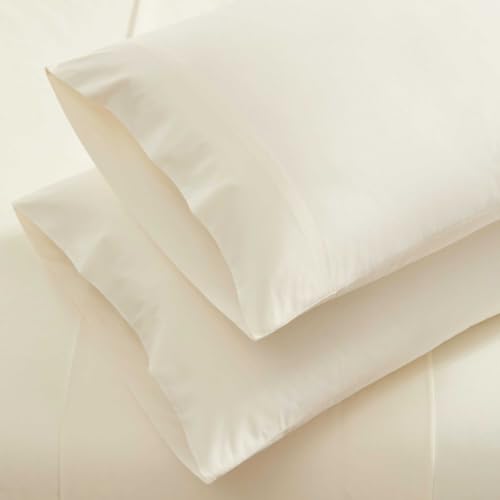 Image of Laura Ashley - Cotton Percale Twin Sheet Set with Pillowcase, Deep Pocket