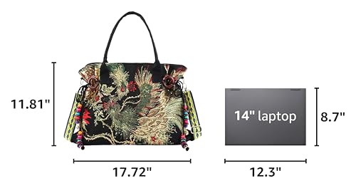 Bolso Tote de Lona Bordado para Mujer miniatura 3