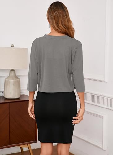 Image of Iandroiy Women's 3 /4 Sleeve Shrugs Lightweight Open Front Cropped Cardigan for Women