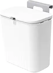 Lixeira Retrátil Suspensa Para Cozinha Sem Furos Pendurável Com Tampa Compacta Multiuso 9 Litros Organização Casa Pia Cinza ou Branca Premium AntiOdor (Branca)