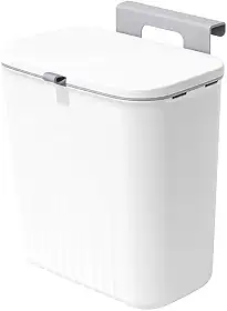 Lixeira Retrátil Suspensa Para Cozinha Sem Furos Pendurável Com Tampa Compacta Multiuso 9 Litros Organização Casa Pia Cinza ou Branca Premium AntiOdor (Branca)