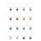 HOMSFOU Anillos para Copas de Vino Reutilizables 16 Piezas, Marcadores de Vidrio Multicolor, Identificadores para Fiestas, Banquetes y Cócteles, Accesorios Prácticos y Decorativos