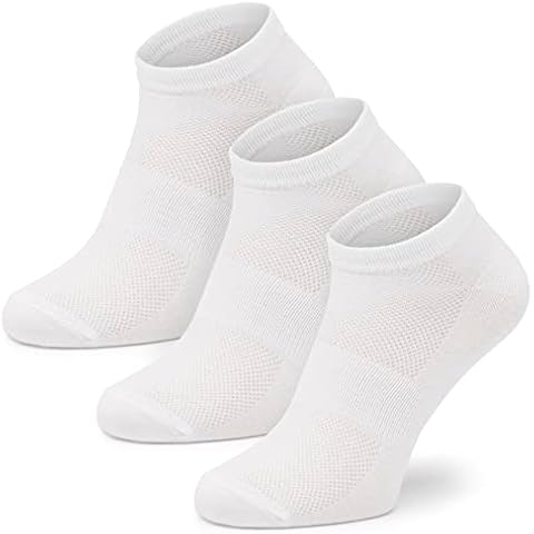 All Things Accessory 3 Pairs Men's Bamboo Trainer Liner Socks Breathable, Moisture Wicking Size 6-11 (White) Cover