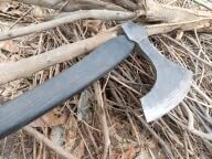 Hand-Forged Viking-Style Axe with Carbon Steel Bearded Blade and Curved Wooden Handle, Ideal for Camping, bushcraft, or Decorative Display