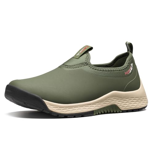 HISEA Ankle Rain Boots for Men Slip-On Waterproof Walking Shoes with Arch Support Comfortable Mens Chelsea Garden Shoe for Traveling Outdoor
