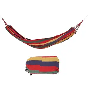 Ashmeo Cotton Outdoor Hammock Multiples Load Capacity Up to 450 Lbs Portable with Carrying Bag for Patio Yard Garden (280 * 80CM) (RED)