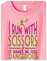 X-Large Pink T-shirt Run With Scissors Makes Me Feel Dangerous Scrapbook Funny