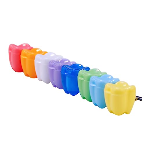FOYTOKI 7Pcs Plastic Teeth Storage Box Tooth Shape Container for Durable Keepsake Organizer Mixed Colors for Tooth Preservation and Storage