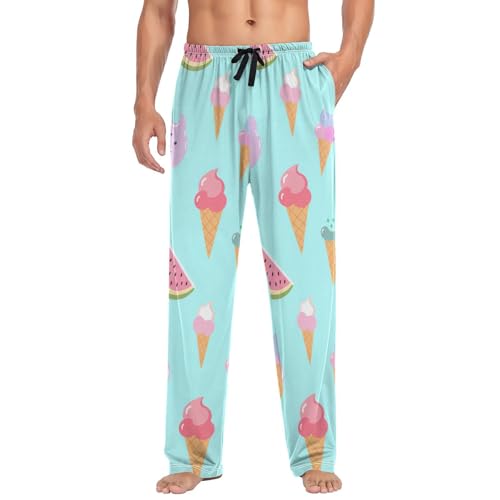 Men's Pajama Pants Colorful Ice-cream Cones Sleep Pajama Lounge Pant with Pockets, Elastic Waistband3