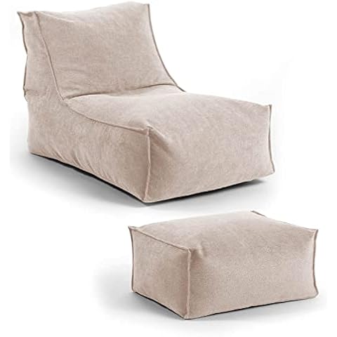 mokebo® Sitzsack mit Hocker für Kinder & Erwachsene 'Der Sundowner', Bean Bag mit EPS-Perlen Füllung Cover