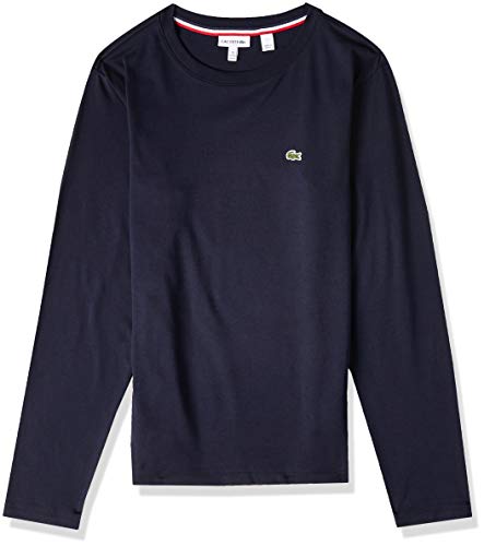 Camiseta infantil decote careca em jérsei, Lacoste, Meninos, Azul Marinho, 6