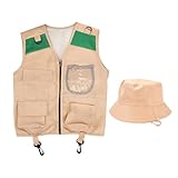 Raypontia Traje de Explorador Infantil - Kit de Juego de Rol de al Aire Libre,Kit de Disfraz de Aventurero Infantil,para Parque Patio Acampada Senderismo