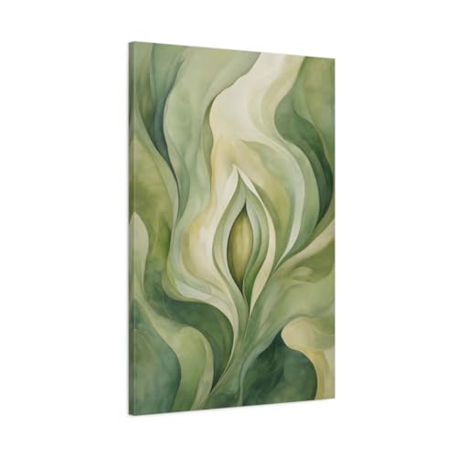 Tableau abstrait vert grand format pour rehausser mur au-dessus canape