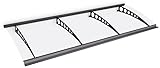 Schulte Vordach Haustür Überdachung 240x90 cm Stahl anthrazit rostfrei Polycarbonat durchgehend transparent Pultvordach Style Plus