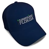 Speedy Pros Baseball Caps for Men & Women Embroidered Florida Clearwater Beach Fl FLA. Floridian Sunshine Ladies and Gentlemen Hats Acrylic Navy Design Only