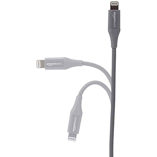 Image of AmazonBasics Apple Certified Lightning to USB Charge and Sync Tough Cable, 0.33 Feet (10 Centimeters) - 2-Pack - Gray (Ideal for Power Banks)
