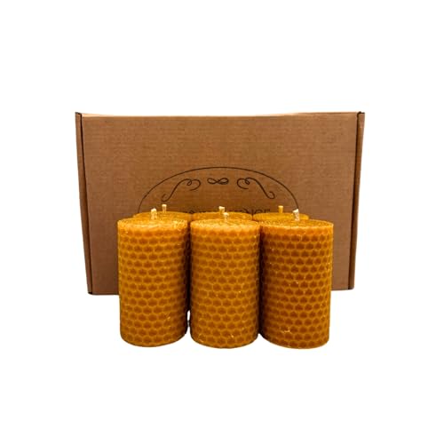 LAMARE 6 Velas de Miel de Abeja Natural 100% Cera de Abeja Hechas a Mano Sin Parafina - Ritual Mágico Buena Suerte 11/22 - Velas Decorativas - Perfectas para regalo (7,5 cm x 4,5 cm)