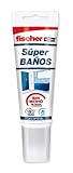 fischer - Silicona Blanca Superbaños 100 ml | Antimoho y Resistente a la Humedad | Sellador Flexible para Baños, Cocinas y Juntas | Adhesión Duradera en Múltiples Superficies