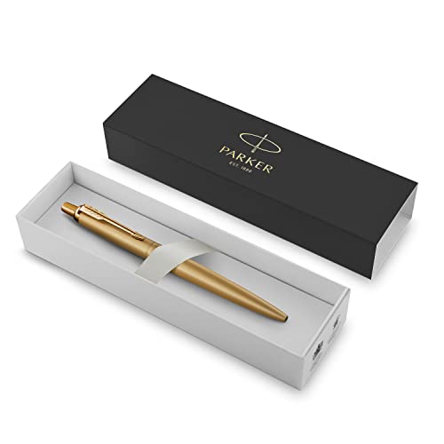 Parker Jotter Xl Ballpoint Pen Monochrome Matte Gold Medium Point Blue Ink Gift Box #TOP4