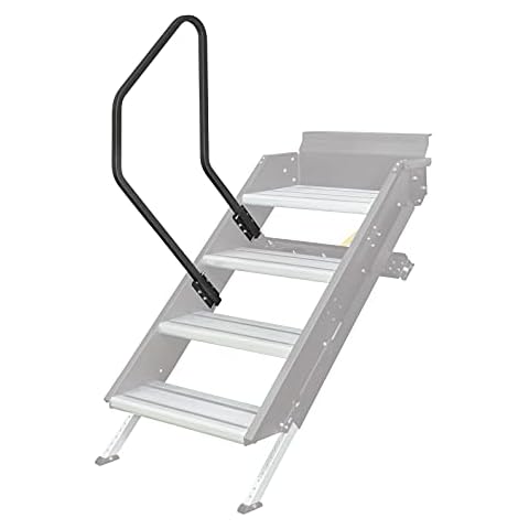 Lippert Solid Step Entry Assist Handrail, Accommodates Door Widths up to 36”, Easy Installation, Locking Pins for 5” Adjustment, for 5th Wheel RVs, Travel Trailers, Motorhomes - 799640, Black Cover