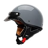 ★★Mehrschichtiger Schutz: Die Schale des Halbhelms besteht aus verstärktem ABS-Material. Robust und langlebig nach vielen Tests. Das Innere des Halbhelms besteht aus einer hochdichten EPS-Pufferschicht, die großen Stößen standhält und die Kopfsicherheit effektiv schützt, sodass Sie sicher auf Kreuzern, Hubschraubern, Rollern und Mopeds fahren können