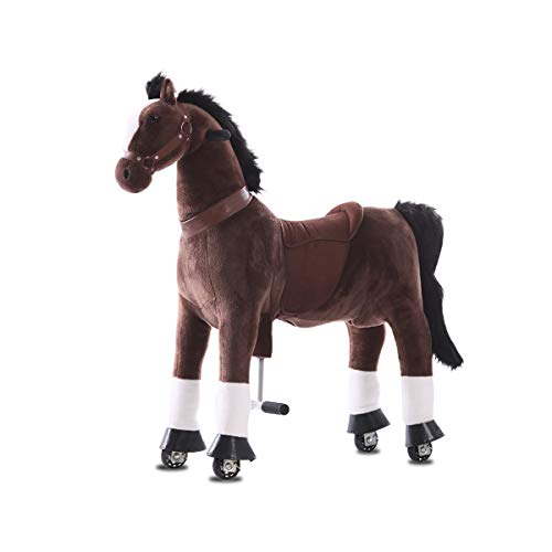 Gidygo Kids Riding On Toy Walking Rocking Horse Plush Animal Brown Pony L Size For Children For 5-12Years Old #TOP7