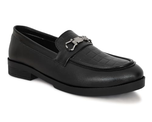 Image of VELTRIX Men's Premium Patent Leather Finish Formal Loafers | Horsebit Buckle Slip-On Shoes | Comfortable Office, Party, Wedding & Business Dress Shoes Aldo DIY Softy