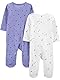 Simple Joys by Carter’s Baby Mädchen Schlaf- und Spielanzug aus Fleece mit Füßen, 2er-Pack, Purpur Tupfen/Weiß Enten, Frühchen