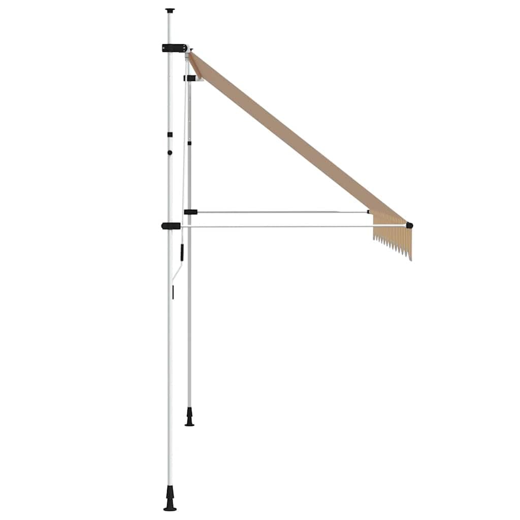 Tenda da sole retrattile, funzionamento manuale, 300 cm, arancione e bianco, a righe, in poliestere, con manovella, per balcone, giardino, terrazza, resistente alle intemperie, resistente ai