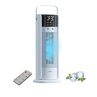 Portable Air Cooler Fan – Bladeless Cooling Fan with Remote Control, 10 hours timer, Quiet 4-Speed - 90°Oscillating Air Conditioner for Bedroom, Office, RV, and Outdoor Use