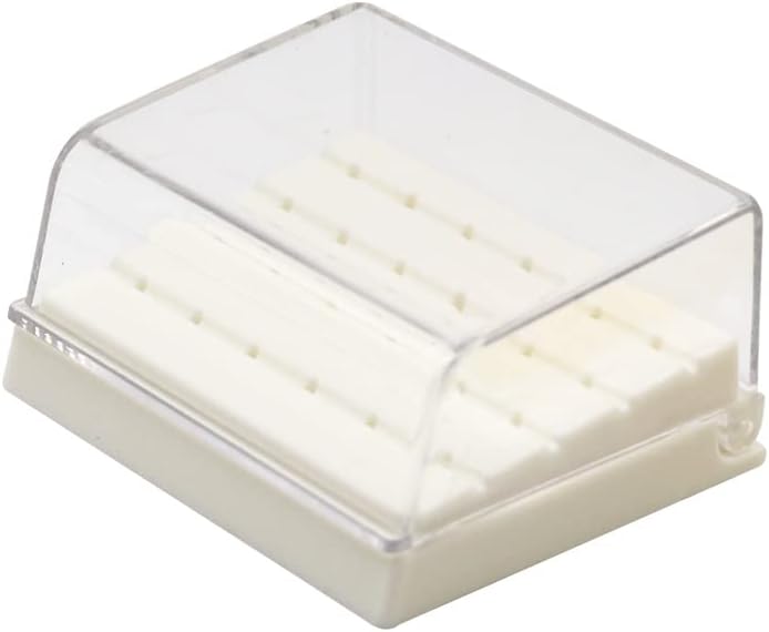 1pc 24 Holes Dental Holder Box Case Plastic Sterilization Box Autoclave Bit Bracket for Diamond High Speed Handpiece Bur Drill (Color : White)